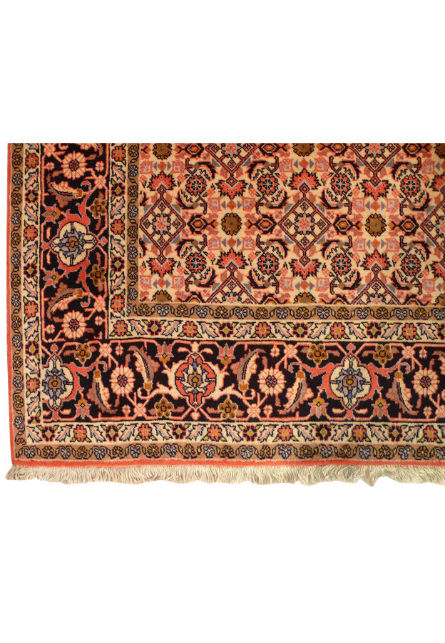 Close-up of the 8'2 x 11'4 Persian Bijar Rug's corner highlighting the rich colors and intricate motifs.