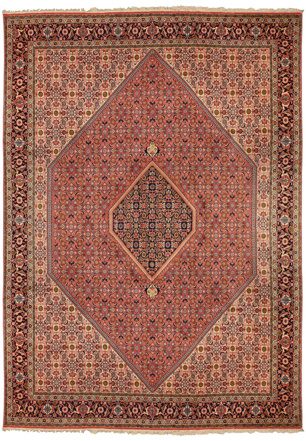 Full view of the 8'2 x 11'4 Persian Bijar Rug with a large central medallion and surrounding floral and geometric patterns.