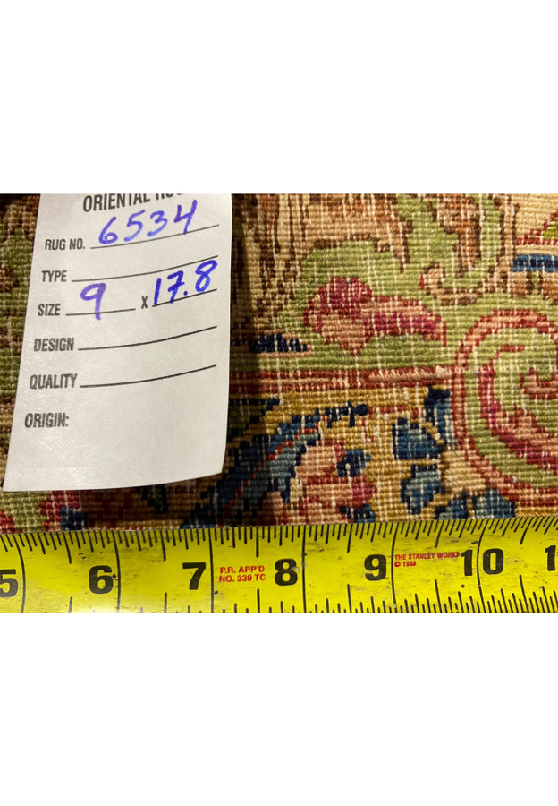 Backside of the 9' x 17'8" Antique Persian Kerman Lavar Rug showing fine craftsmanship