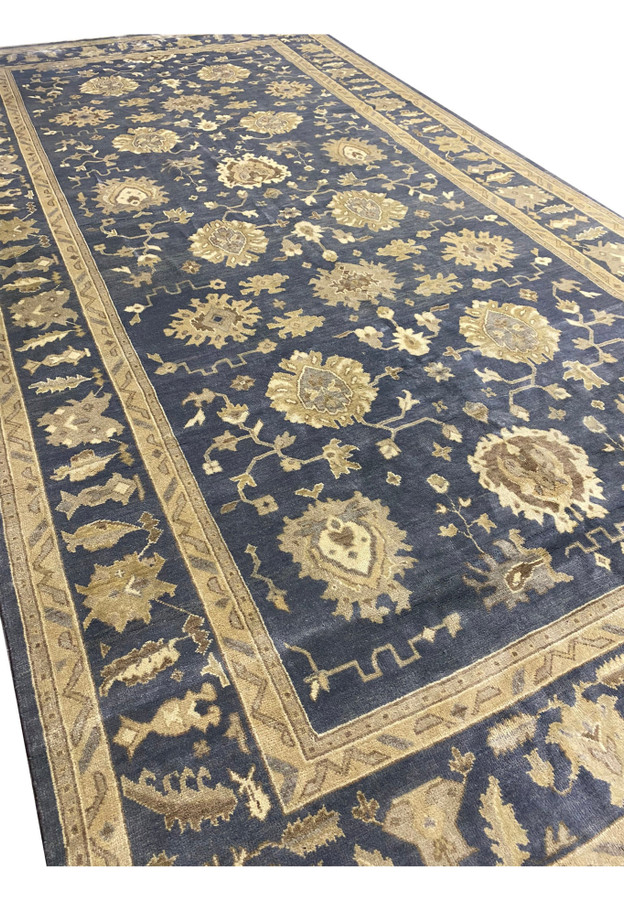 Angled view of 10'2" x 20' Chobi Rug displaying color depth