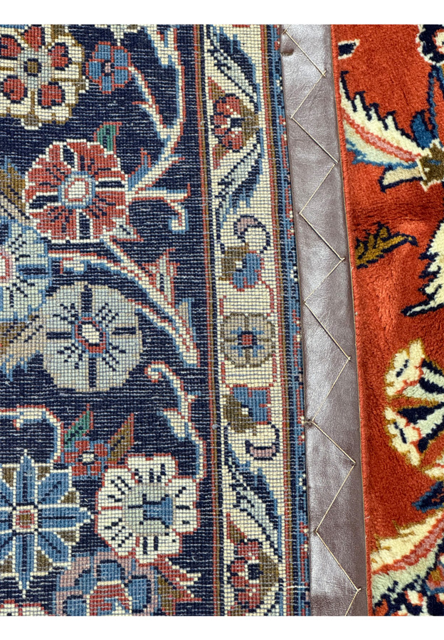 Backside of the 6'6 x 10'2 Persian Sarough Rug, displaying the detailed weave and construction quality of the floral motifs and borders.