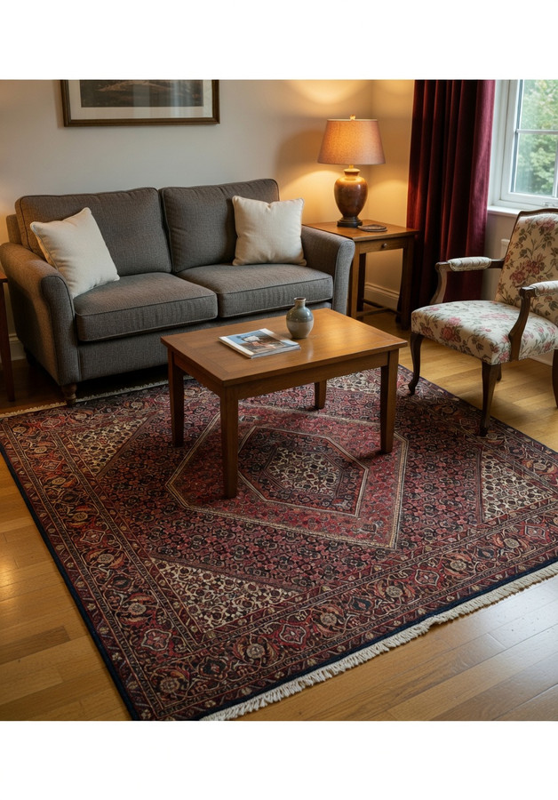 6'5" × 6'2" square Bijar Persian rug