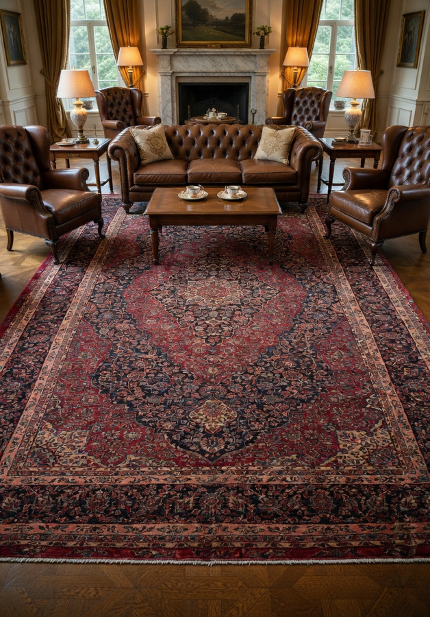 12'7 x 19'5 Antique Persian Kashan rug