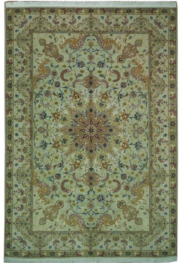 11 x 16 Super Fine Persian Tabriz Rug Wool & Silk Rug