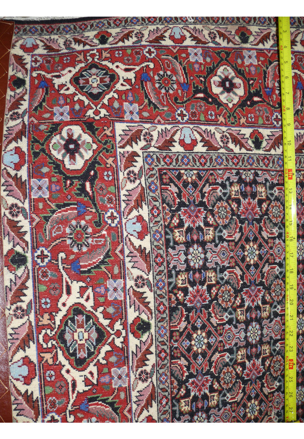 Backside of Persian Bijar rug demonstrating tight knot structure and dense weave
