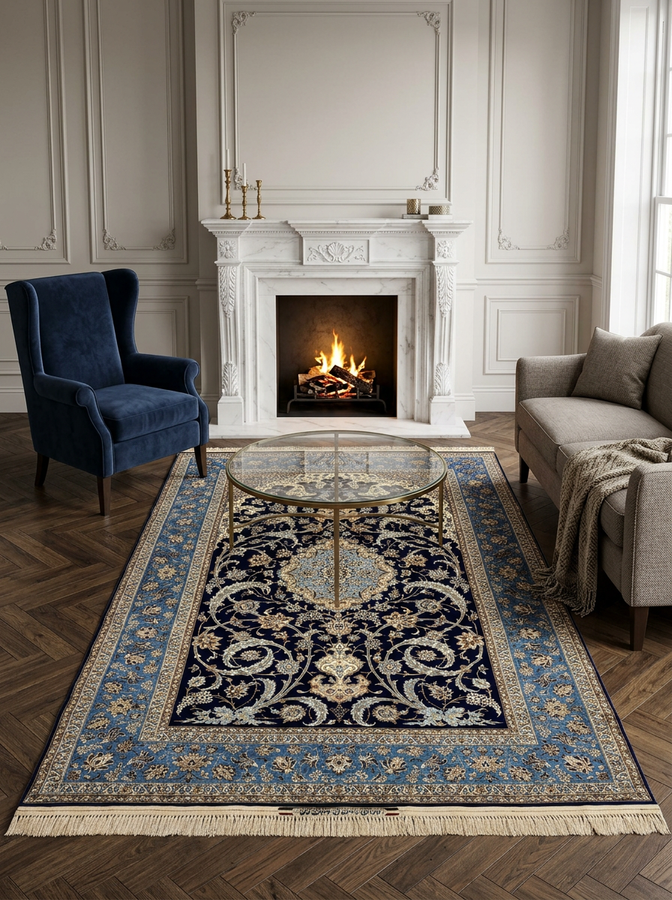 5 x 8 Persian Isfahan Rug | Signed Master Zolfaghari | Kork Wool and Silk on Silk | 700 KPSI