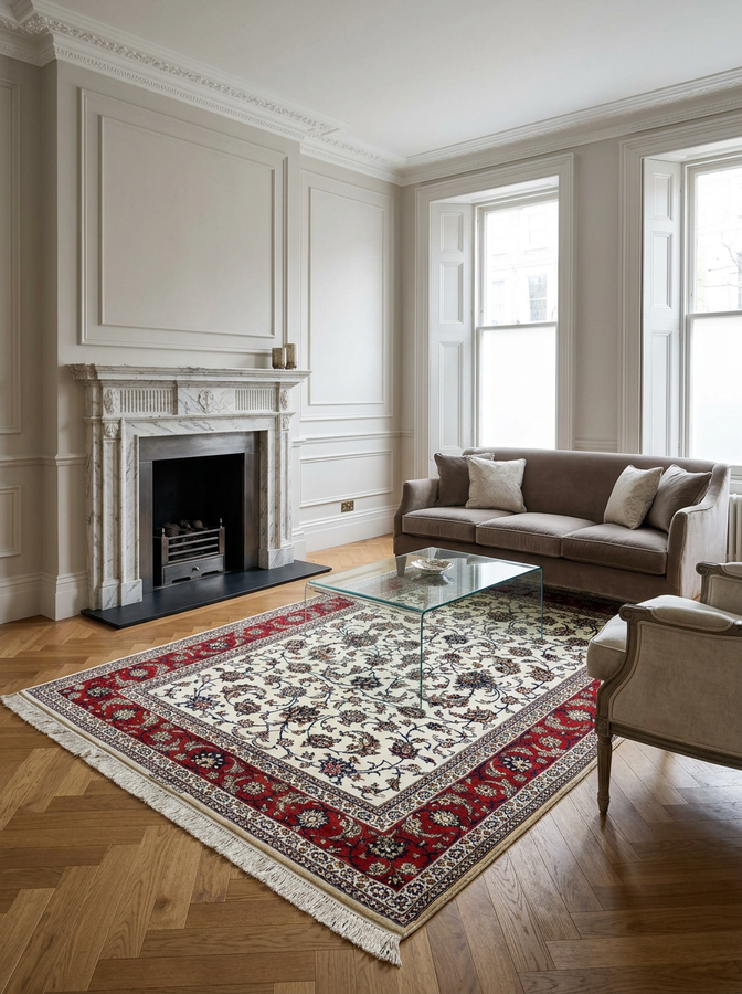 7 x 10 Persian Isfahan Rug | Signed Pezeshki | Kork Wool and Silk on Silk Foundation