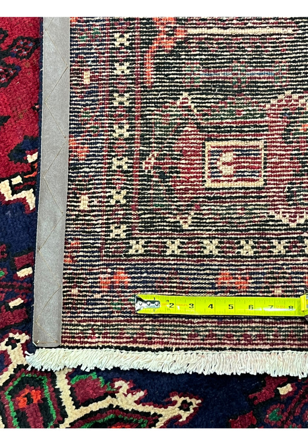 Backside of 10x13 Persian Meymeh rug, fine even knotting visible, mirrors front design, hand-knotted authentic Persian