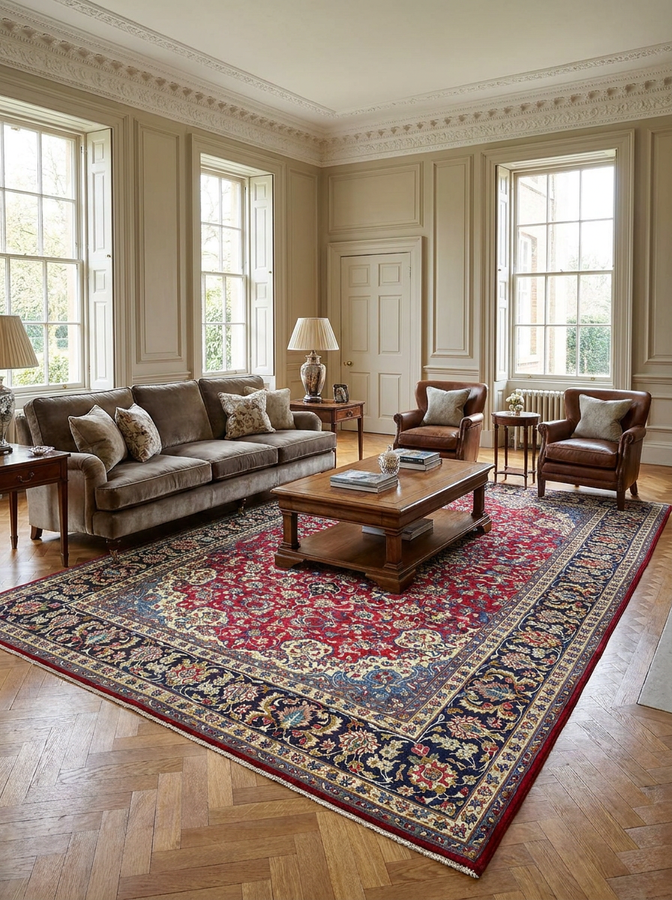 9'7" x 14'4" Persian Najafabad Rug | Red Field | Star Medallion Floral | 200-220 KPSI