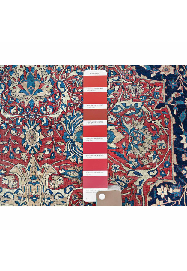 14 x 26 Antique Persian Farahan Rug | Sarough Family | Navy and Lychee Red | Palace Size