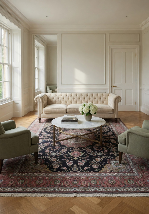 8'2 x 10 Persian Tabriz 60 Raj Rug | Black Field Rose Medallion | Wool and Silk on Silk