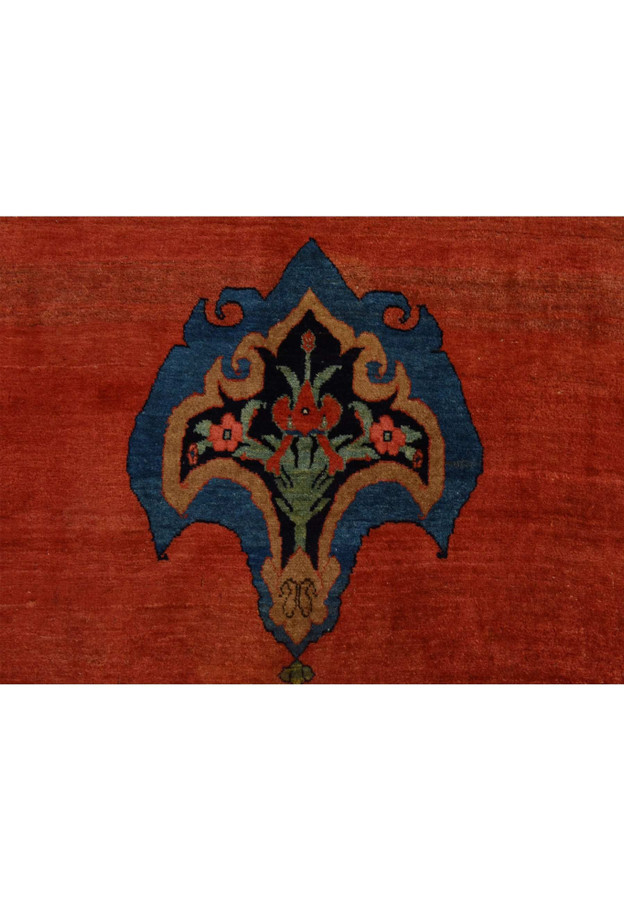 Blue and black anchor pendant with a flowering spray, a classic antique Bijar medallion detail