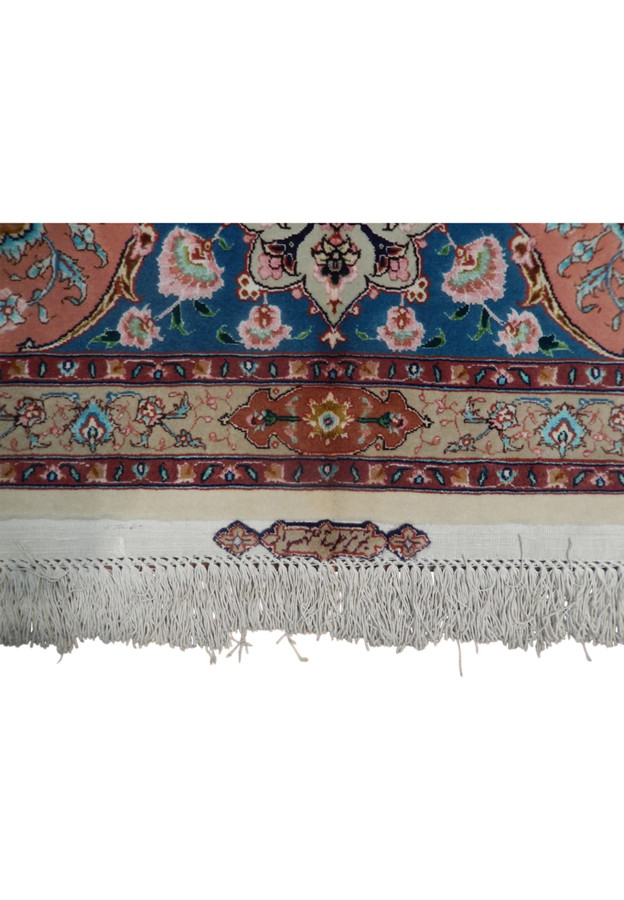 Woven master weaver signature cartouche in end kilim proving authentic high end Tabriz workshop