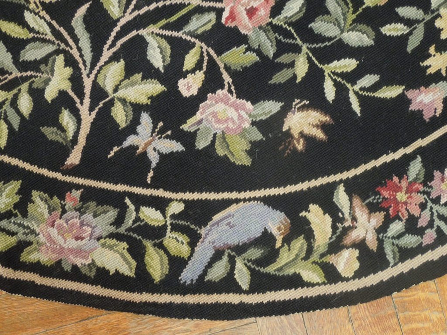 5 x 5 Botanical Needlepoint Round Rug