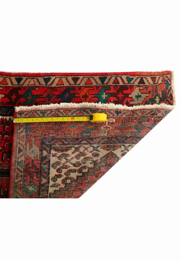 Texture of the handwoven wool on the 3'5 x 5 Persian Hamedan rug