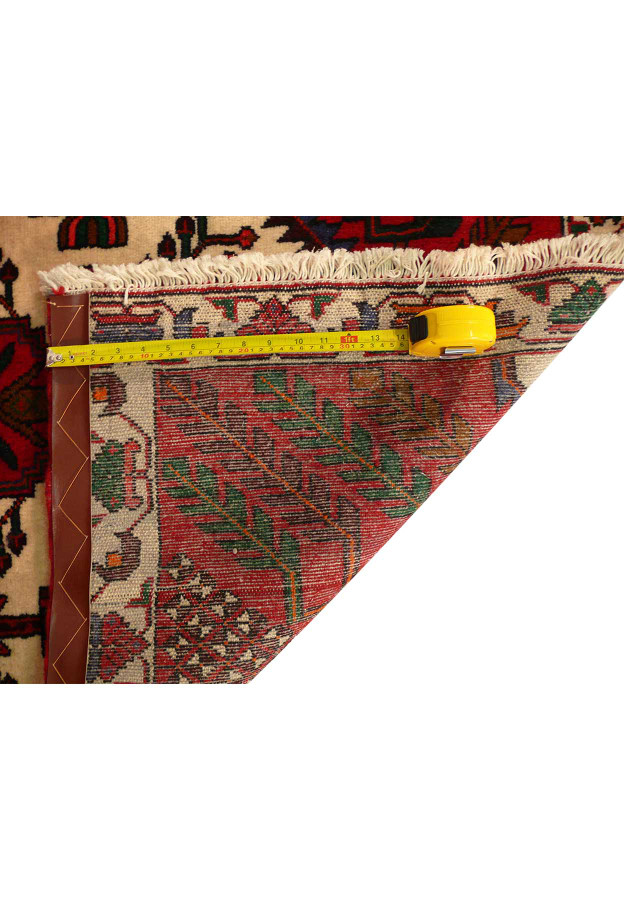 Back view of the 3'6 x 5 Persian Shahsawan rug showing knots and weave
