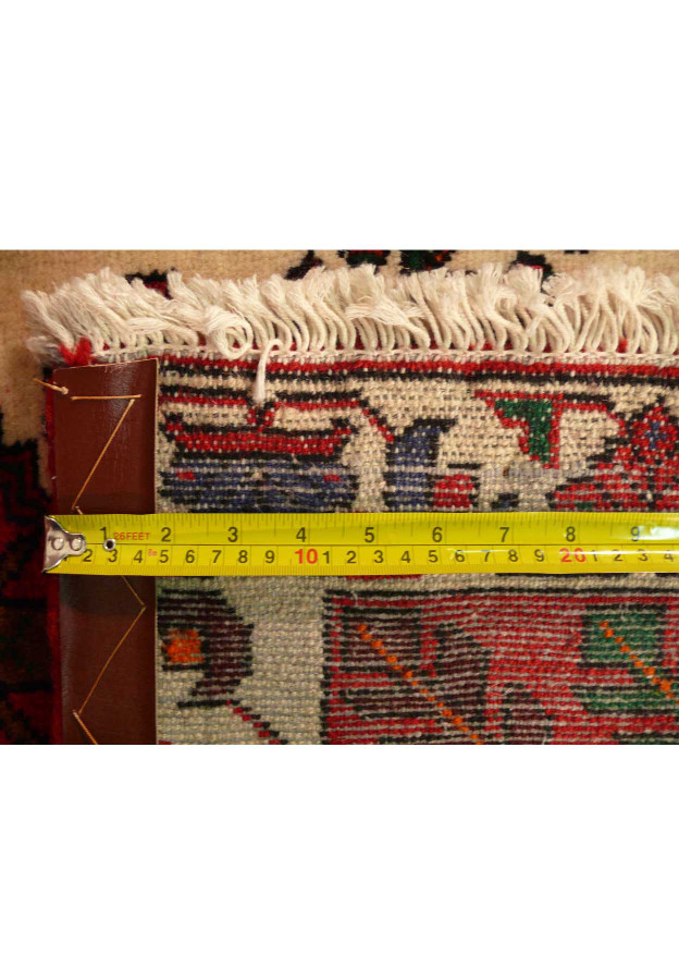 Texture of the handwoven wool on the 3'6 x 5 Persian Shahsawan rug