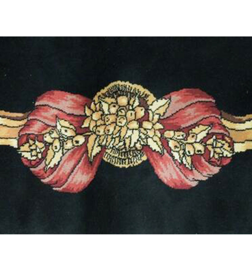 7x7 Square Black Handmade Rug French Design