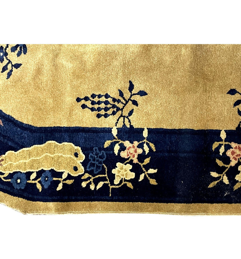 3 x 6 Antique Oriental Art Deco Oval Rug
