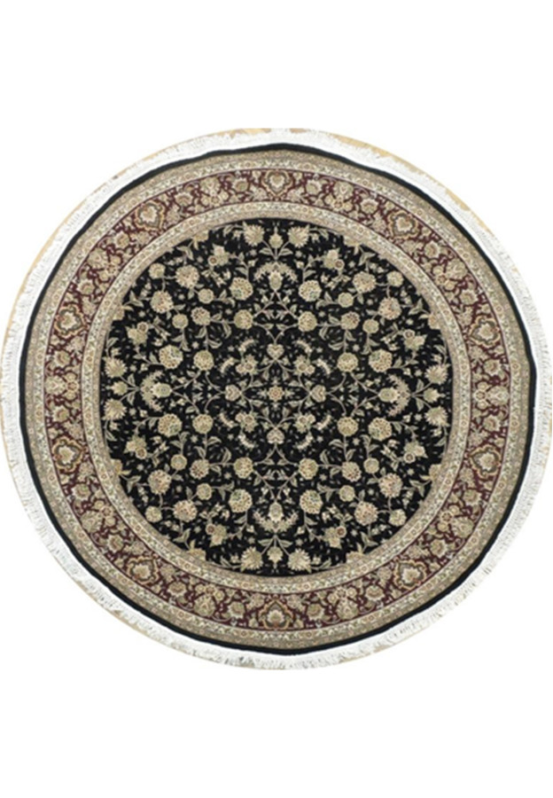 7 x 7 Round Sarough Oriental Rug Wool & Silk