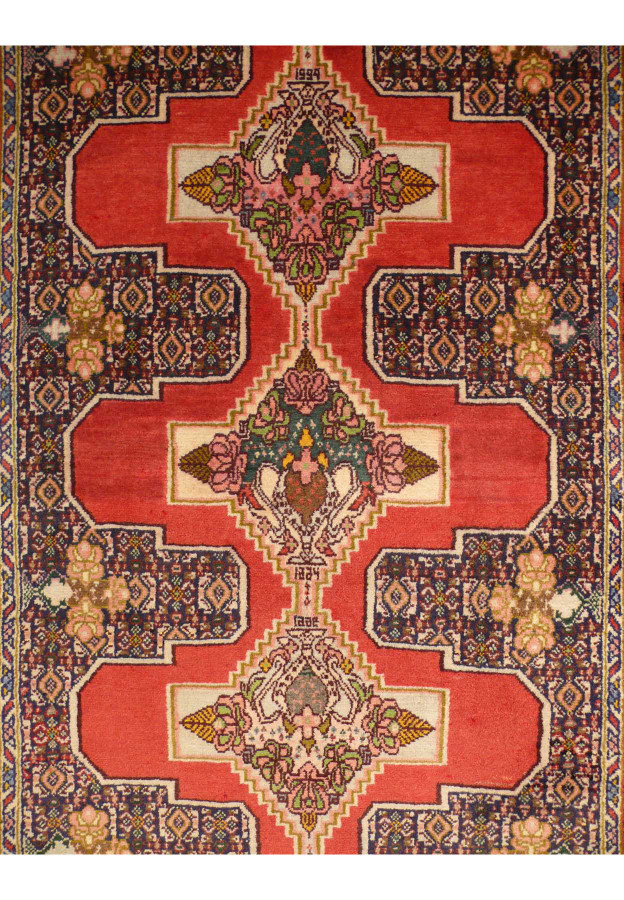 3 x 13 Geometric Persian Senneh Runner Rug