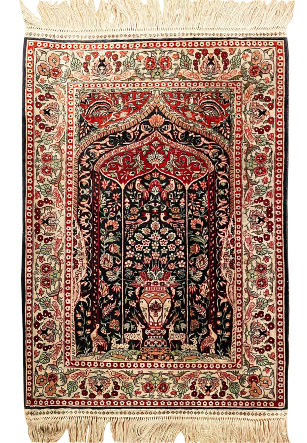2'1" x 3'3" Antique Hereke Silk Rug