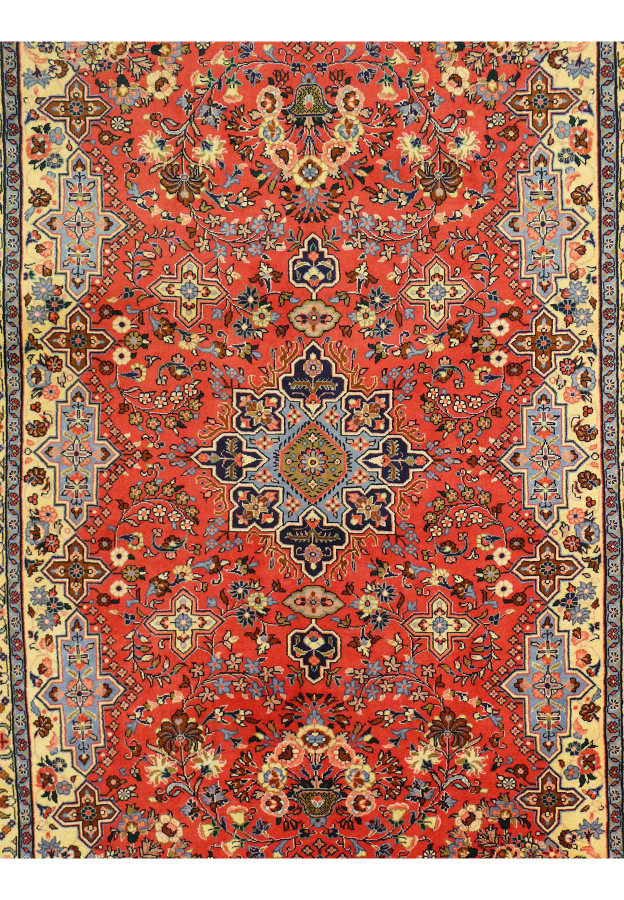 Handcrafted 7 x 10 Persian Mehraban Rug - Pattern Close-up