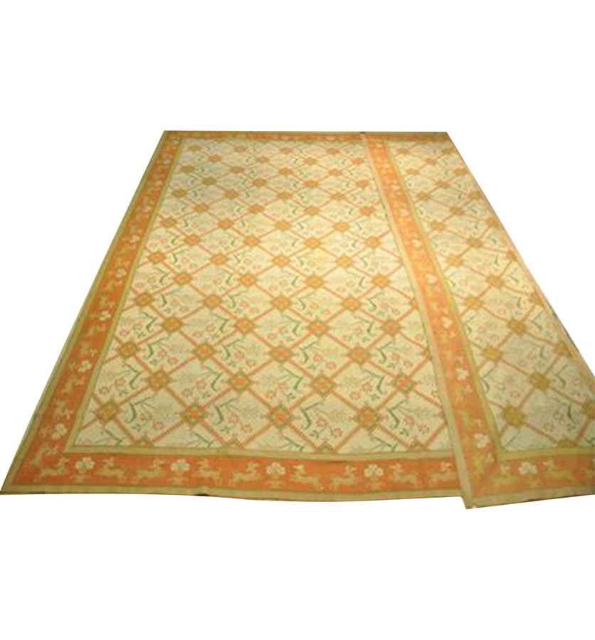 16 x 16 Flat Oriental Needlepoint Very Rare Square All Over Design Rug