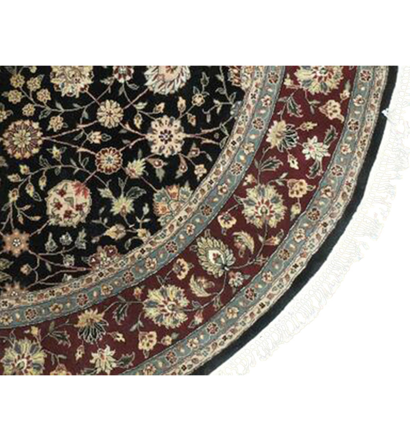 6 x 6 Oriental Tabriz All Over Wool & Silk Round Rug
