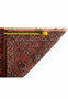 Backside of this Saruk Runner with a ruler on it showing the high density of the weave.