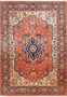 Full layout of a 6'7 x 9'7 Persian Heriz rug displaying strong geometry, bold medallion design, and classic color balance