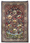 Full view of a 4'3 x 6'7" Persian Tabriz rug showcasing a unique religious pattern on a cotton foundation