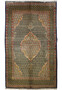 Exquisite full view of 4'5 x 7' Persian Qum Kork and Silk Rug with intricate patterns