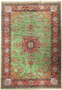 Exquisite 11'1" x 17'3" Persian Tabriz rug with central medallion design on a sage green field, bordered by intricate floral patterns