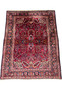 Full view of a 4x7 Antique Persian Lilihan Rug, highlighting the intricate borders and overall design symmetry.