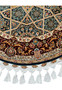 Zoomed-in image highlighting the fringe and the fine textures on the edge of a Persian Qum silk rug