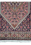 Corner section of the Persian Bijar rug displaying the precision of the border patterns and the fringe detail.