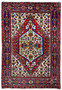 A vibrant Persian Bijar rug displaying a central medallion and intricate border pattern on a deep indigo background.