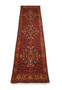 Full-length view of a 3 x 10 Persian Bijar Runner with intricate red, blue, and cream patterns