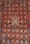 Midfield close-up of a 3 x 4'7" Persian Bidjar rug, displaying the intricacy of the weave and richness of the traditional motifs
