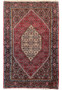 Full view of a handwoven 4x6 Persian Bijar rug showcasing intricate designs and a rich red field