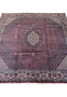 Diagonal view of the 11'6x11'6 Persian Bijar square rug, with a focus on the harmonious integration of central medallion and elaborate border designs