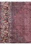A close view of the elaborate primary border of the 11'6x11'6 Persian Bijar rug, adorned with serpentine floral motifs in a variety of colors against a beige background