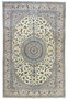 Top view of a 13 x 20 Persian Nain 9LAA Wool & Silk Rug with intricate floral medallion and border design