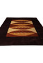 Top view of abstract leaf pattern in earth tones on wool rug