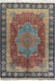 6x9 signed oriental silk rug, hand-knotted in China, vintage Kurosh design with medallion and floral motifs