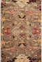 Close-up midfield design of Afghan Chobi Peshawar Rug with taupe and rust floral motifs