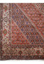 Border detail of handwoven Persian Bijar rug with floral and vine arabesque pattern