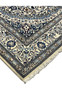 Edge of Square Persian Nain Rug showing fringes and layered floral borders