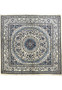 Full view of Square 6'7x6'7 Persian Nain Rug with ivory field and central medallion design